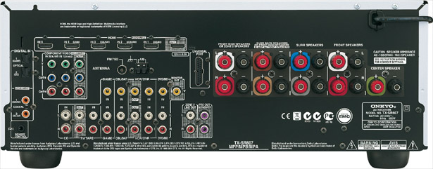 Rear connections of Onkyo TX-SR607